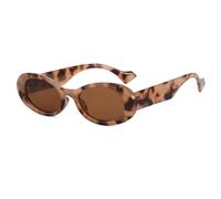 HPIRME Vintage Oval Glasses Women Small Frame Retro Round Uv400(C5Leopard-Brown)