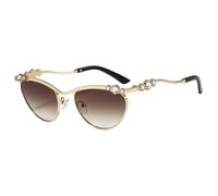 HPIRME Vintage Oval Small Frame Women Sunglasses Punk Shiny Luxury Metal(C5)