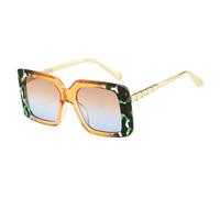 HPIRME Vintage Oversized Glasses Women Fashion Gradient Luxury Two-tone Men Punk Uv400(BrownLeopard)