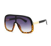 HPIRME Vintage Oversized One Piece Glasses Women for Men Punk Big Frame Luxury Shades Uv400(Black Leopard Gray)