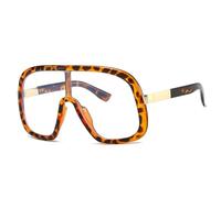 HPIRME Vintage Oversized One Piece Glasses Women for Men Punk Big Frame Luxury Shades Uv400(Leopard Clear)