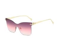 HPIRME Vintage Rimless Metal Glasses Women Gradient Luxury Men Punk Uv400(Gold-GrayPink)