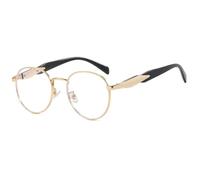 HPIRME Vintage Round Frame Trendy Women Glasses Luxury Outdoor Shade Men Uv400(Gold White)