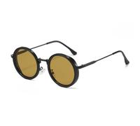 HPIRME Vintage Round Glasses Men Fashion Metal Women Shades Retro Uv400(black brown)