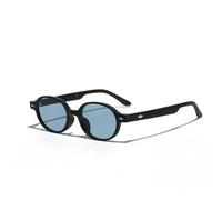 HPIRME Vintage Small Oval Rivet Sunglasses for Men Punk Ladies Uv400 Sunscreen(Black Blue)