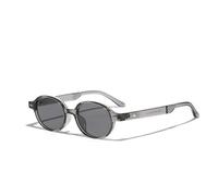 HPIRME Vintage Small Oval Rivet Sunglasses for Men Punk Ladies Uv400 Sunscreen(Clear Gray)