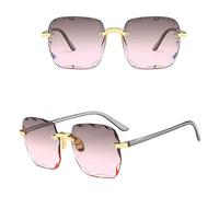 HPIRME Vintage Square Sunglasses Woman Gradient Mirror Frameless Sun Glasses Female Retro Rimless Oculos De Sol,28,one size