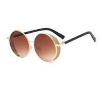 HPIRME Vintage Style Men Women Glasses Round Shape Hip Hop Men(Golden Tea)