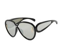HPIRME Vintage Women Big Sunglasses Men Punk Uv400(Black Silver)