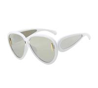 HPIRME Vintage Women Big Sunglasses Men Punk Uv400(White Silver)
