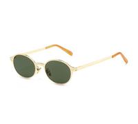 HPIRME Vintage Women Small Oval Metal Frame Glasses Fashion Rivets Men Punk Shades Uv400(Golden dark green)