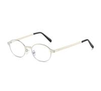 HPIRME Vintage Women Small Oval Metal Frame Glasses Fashion Rivets Men Punk Shades Uv400(Silver clear)
