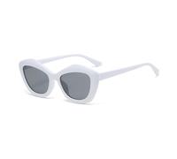 HPIRME White Cat Eye Small Sunglasses Women Irregular Candy Color Sun Glasses Female Travel Sun Protection Eyewear,C2 white black,one size