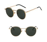 HPIRME Women Men Round Women's Metal Frame Fishing Glasses Uv400 Shades(Gold Army Green)