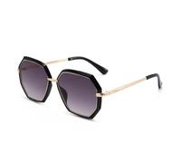 HPIRME Women's Fashion Oversized Geometric Sunglasses Metal Frame Uv400(SAND BLACK GREY)