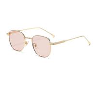 HPIRME Women's Glasses Metal Thin Frame Vintage Style for Sports(Gold frame-pink)