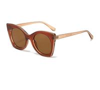 HPIRME Women's Oval Glasses Double Color Gradient Uv400 Retro Punk Print Fashionable Eye Protection(Brown-Brown)