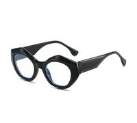 HPIRME Women's Oval Sunglasses Frame Blue Light Blocking(Bright Black)