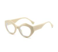 HPIRME Women's Oval Sunglasses Frame Blue Light Blocking(Ivory)