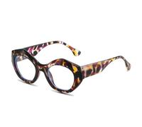 HPIRME Women's Oval Sunglasses Frame Blue Light Blocking(Purple Leopard)