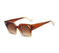 HPIRME Women's Polygonal Sunglasses Cat Eyes Street Photo(Brown)