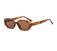 HPIRME Women's Retro Polygon Glasses Uv400 Female Shades for Men(Leopard-Brown)