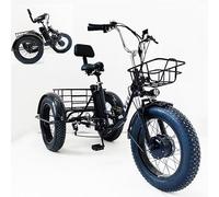 HpJfdsU 20'' Pedals Tricycle with Wide Wheels and Basket for Shopping, Folding Electric Tricycle for Adults, 48v/13ah Removable Battery, 32km Autonomy