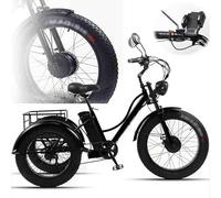 HpJfdsU 24'' Fat Tire Adult Tricycle (7-Speed) - Low-Step Through Frame/Large Basket/Adjustable Wider Seat, Adult Cruiser Bikes + Lcd Display + Headlight Black