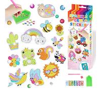 HPKJUYDS DIY Children's Free Stick Cartoon Diamond Painting, Stickers Kits Girls Boys, Handmade Cute Space Ocean Gem Diamond Stickers Art Crafts Kids Ages 8-12 Gifts (Garden(25 Pcs)), 15x12x3cm