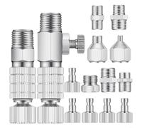 HpLive 14 Piece Airbrush Adapter Set with Quick Release Tool Steel for Iwata/Master/Grex, 1/8 & 1/4 Inch Connections, Durable Accessories for Compressor Hose
