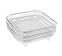 HpLive 304 Stainless Steel Cooling Rack, Three-Layer Steam and Drying Rack, Stackable Square Kitchen Rack, Dishwasher Safe