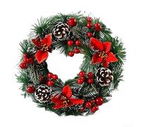 HpLive 32 cm Christmas Wreath, Artificial Door Wreath, Advent Wreath, Window Decoration, Hanging Garland for Indoor and Outdoor Use (C)