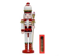 HpLive 38 cm Wooden Nutcracker with Strawberry Crown, Classic Christmas Decoration for Fireplace Table Festive Decoration (A)
