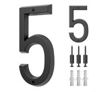 HpLive 3D Floating House Number, Black, Aluminium, Zinc Alloy, Weatherproof, Modern Home and Mailbox Signs with Easy DIY Assembly, 16 x 10 x 8 cm (5#)