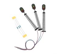 HpLive 3X OO Gauge Model Railway 3 Aspect Light Signal 1:87 Scale LED Train Layout Junction Home Signal with Resistors for 3V 12V DC