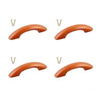HpLive 4 Pack Wooden Cabinet Pulls Natural Wood Drawer Handles Solid Teak Furniture Hardware Ergonomic Curved Design For Kitchen Bedroom Wardrobe Renovation(64mm hole spacing A)
