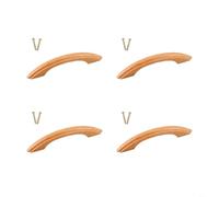HpLive 4 Pack Wooden Cabinet Pulls Natural Wood Drawer Handles Solid Teak Furniture Hardware Ergonomic Curved Design For Kitchen Bedroom Wardrobe Renovation(96mm hole spacing B)