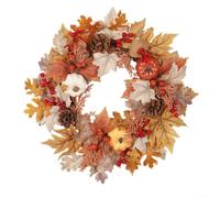 HpLive 50 cm Autumn Wreath, Artificial Door Wreath with Pumpkins and Berries, Handmade Autumn Decoration for Front Door, Window and Wall