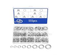 HpLive 555 Pcs External Serrated Lock Washers Assortment Set In Stainless Steel 304 For Machinery Furniture Hardware Repair(1pack)