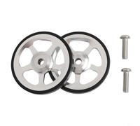 HpLive 60 mm Easy Wheel, Folding Bike Additional Wheel, Smooth Castor for Folding Bikes, Built-in Bearing, Lightweight & Portable, 60 mm Diameter, for Brompton and for 3SIXTY, Aluminium Alloy (Silver)