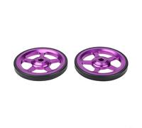HpLive 60 mm Easy Wheel, Folding Bike Additional Wheel, Smooth Castor for Folding Bikes, Built-in Bearing, Lightweight & Portable, 60 mm Diameter, for Brompton and for 3SIXTY, Aluminium Alloy (Purple)