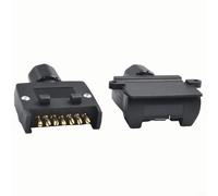 HpLive 7 Pin Flat Trailer Plug and Socket Set Made of Black Plastic with Brass Contacts, 12 V DC, for Caravans, Boats, Trucks and Trailers