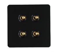 HpLive 86 Type Wall Switch, Rocker Switch Light Switch Made of Stainless Steel with Brass Lever, 1-Way/2-Way Toggle Switch for Living Room, Office, Hotel (4 Gang)