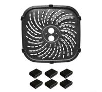 HpLive Air Fryer Grill Pan, Replacement Part for PowerXL for Vortex Pro 6 QT, with Enamel Coating, for Whirlwind Air Circulation, Includes Rubber Buffer, Dishwasher Safe, Black, (19.2 x 19.2 cm)
