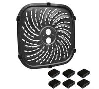 HpLive Air Fryer Grill Pan, Replacement Part for PowerXL for Vortex Pro 6 QT, with Enamel Coating, for Whirlwind Air Circulation, Includes Rubber Buffer, Dishwasher Safe, Black, (24 x 24 cm)