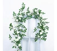 HpLive Artificial Rose Vine 180 cm with 58 Flowers - Decorative Silk Flowers Garland for Wall Garden Wedding House (White)