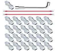 HpLive Cable Connector Set for Electric Fence - 25 Pieces Fence Connectors with Mounting Tool and 2 Copper Cables for Pasture Fence