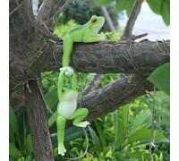 HpLive Cute Pair of Frog Statue Garden Decoration for Yard, Lawn, Porch, Resin Ornament, Outdoor Landscape Figure, Pond Decoration, 31 x 9 cm