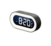 HpLive Digital Alarm Clock, Digital Wireless Alarm Clock with LED Display and Bedside Light Function, 5-Level Adjustable Brightness for Bedroom (Black)