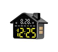 HpLive Digital Alarm Clock, Electronic LED Alarm Clock in House Shape with Complete Display for Time Date Screen Brightness Countdown Function Switchable Modes (Yellow)